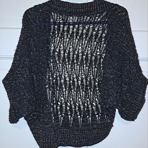 Absolutely dolman sleeve knit shrug bolero cardigan Metallic black gold
